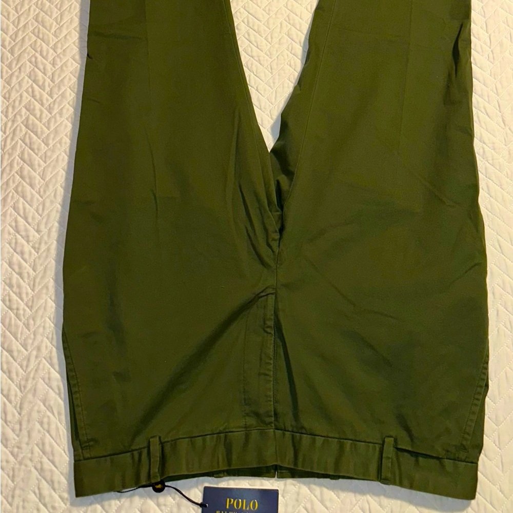 Polo by Ralph Lauren 38x34 Green Kahki pants with pleat/slim fit